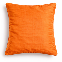 Hand Crafted Cushion Cover – Orange | 16"x16" | Poly Cotton | Geometric Embroidered Design