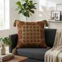 Handcrafted Cushion Cover – Burgundy | 16"x16" | Embroidered Diamond Pattern Decorative Cushion Cover