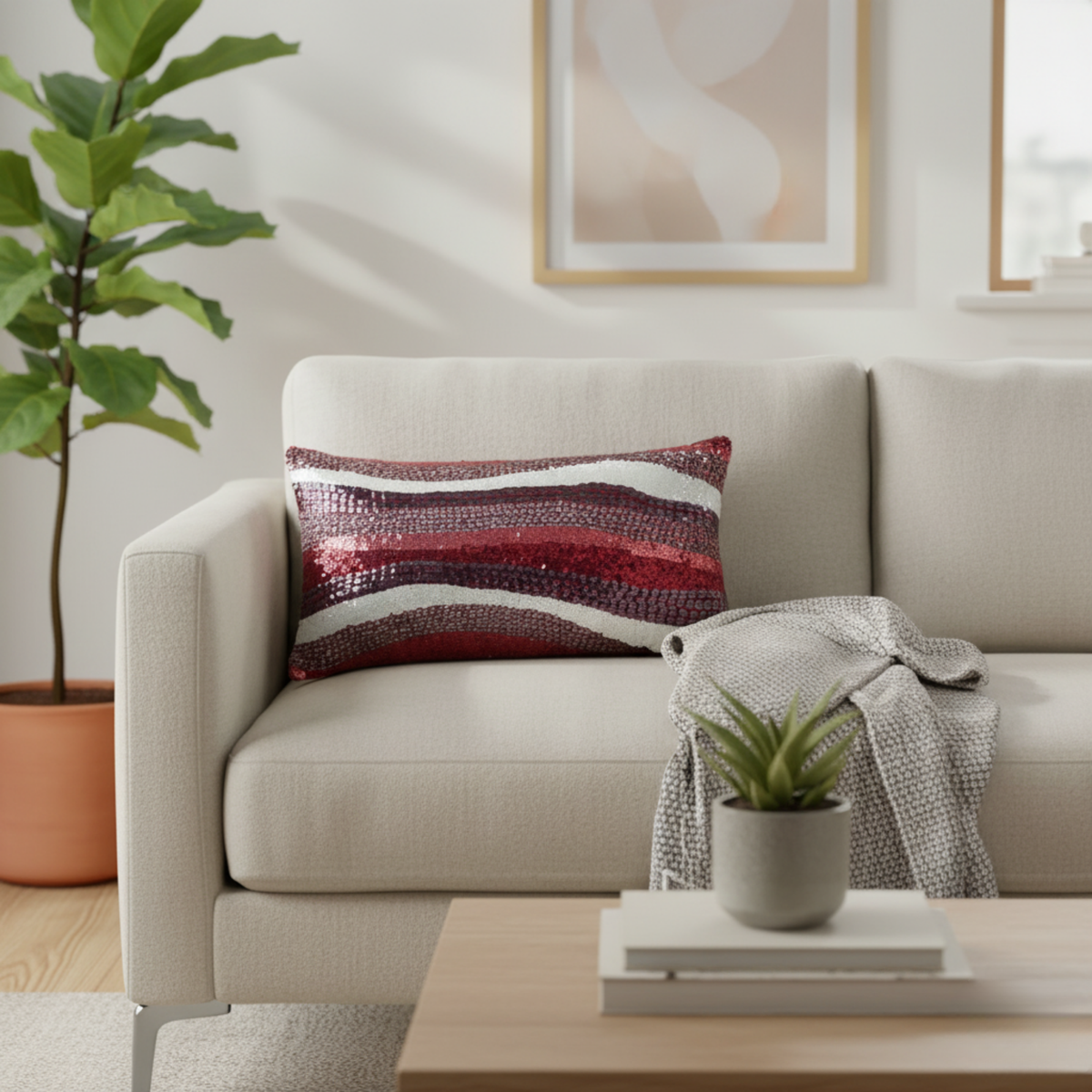 Handcrafted Maroon Bolster Cover – 19"x8" | Premium Poly Cotton