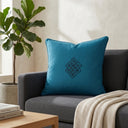 Turquoise Decorative Cushion Cover | 16"x16" Minimal Embroidered Cushion Cover