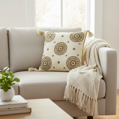 Handcrafted Baize Cushion Cover – 16"x16", Premium Poly Cotton