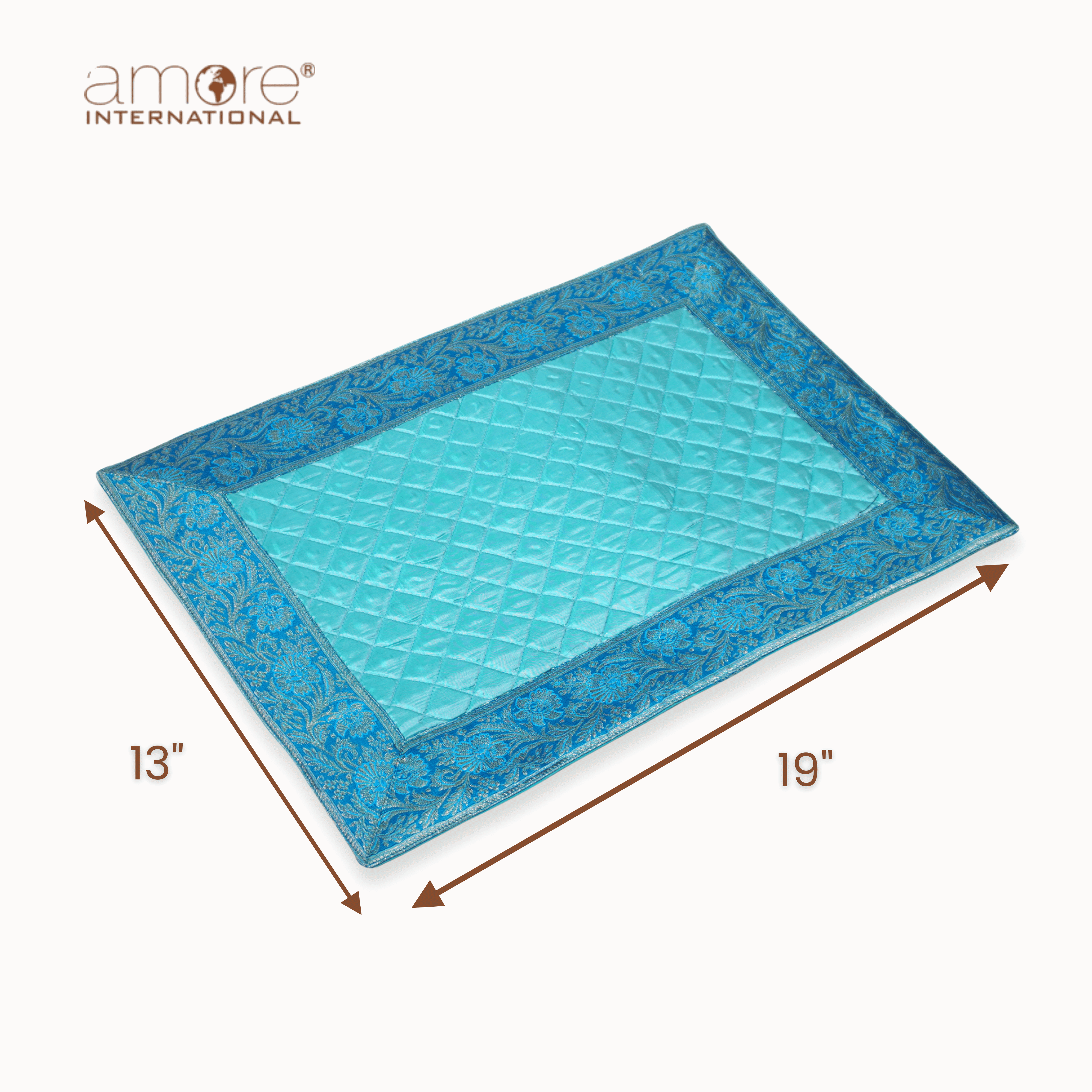 Fabric Crafted Placemat – Light Turquoise, 13"x19"