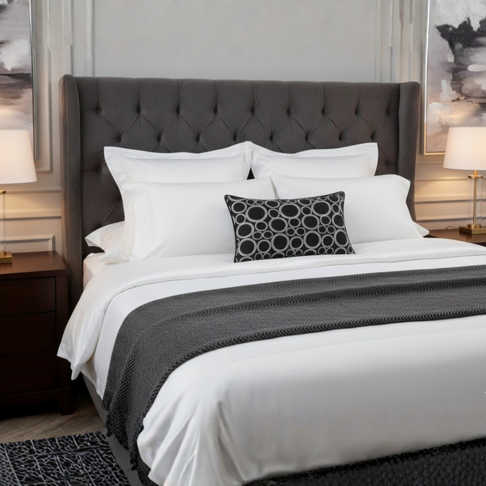 Machine-Crafted Black Bolster Cover – 18"x20" | Poly Cont Fabric | Lightweight & Elegant