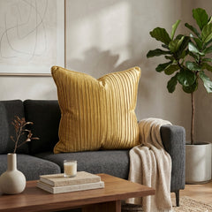 Fabric Crafted Cushion Cover – Dark Beige | 16"x16" | Poly Cotton Foam Fabric | Premium Ribbed Texture Design