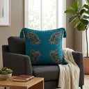 Handcrafted Cushion Cover – Turquoise | 16"x16" | Paisley Embroidered Decorative Cushion Cover