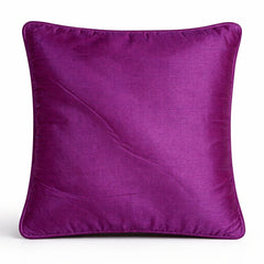 Hand Crafted Cushion Cover – Violet | 12"x12" | Poly Cotton Fabric | Embroidered Floral Vine Design