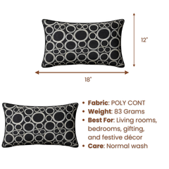 Machine-Crafted Black Bolster Cover – 18"x20" | Poly Cont Fabric | Lightweight & Elegant