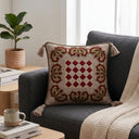 Handcrafted Cushion Cover – Beige | 12"x12" | Embroidered Diamond Pattern Decorative Cushion Cover