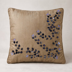 Hand Crafted Cushion Cover – Beige | 12"x12" | Poly Cotton Fabric | Elegant Embroidered Design