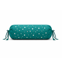 Cylindrical Hand-Crafted Turquoise Green Bolster Cover – 9"x20" | Cotton Polyester Fabric | Lightweight & Elegant