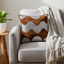 Hand-Crafted Cushion Cover – Brown Silver | 12"x12" | Poly Chenille-Cotton | Elegant Festive Accent