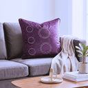 Purple Embroidered Cushion Cover | 16"x16" | Poly Cotton | Circular Pattern Designer Cushion Cover