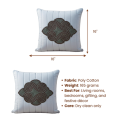 Handcrafted Grey Cushion Cover – 16"x16", Premium Poly Cotton