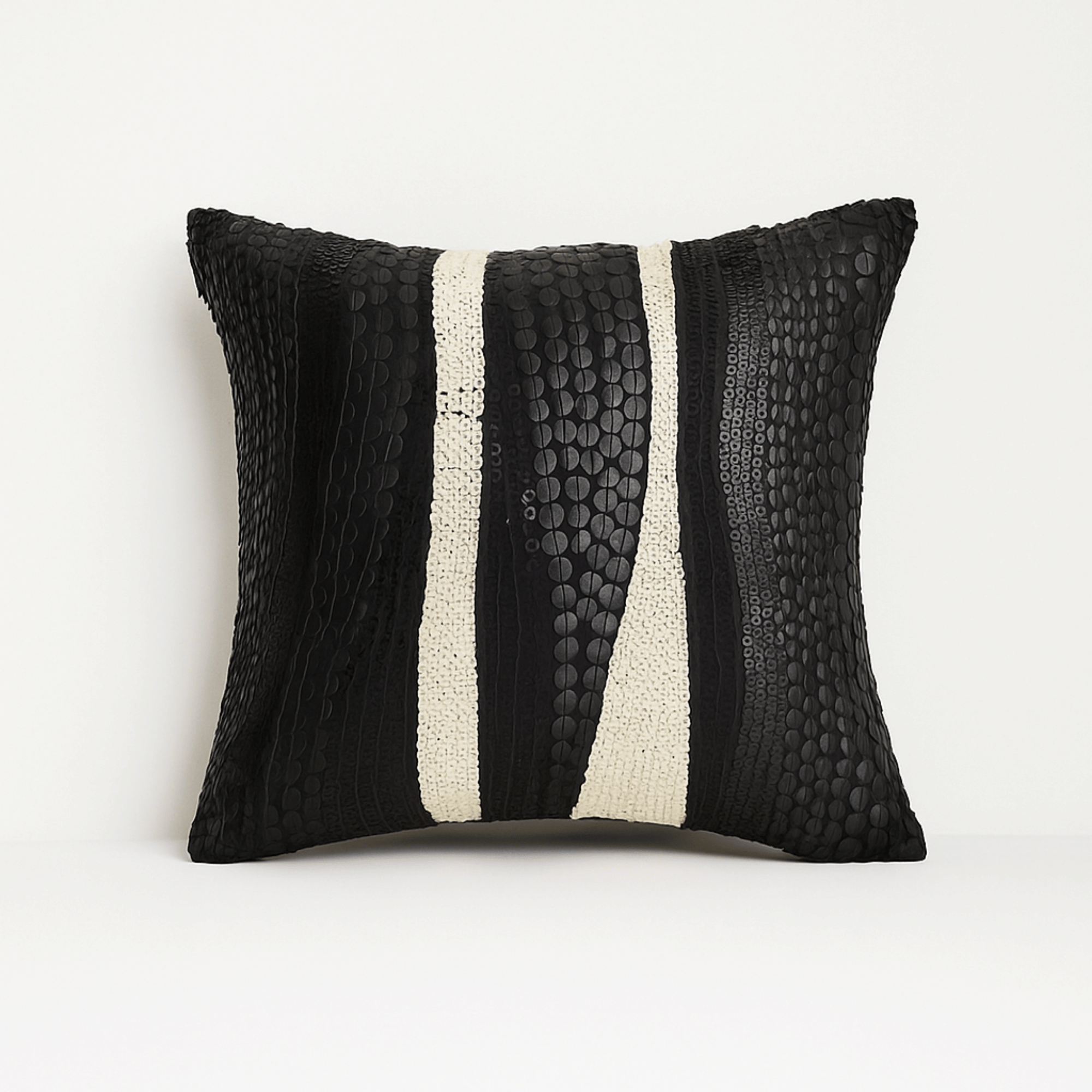 Handcrafted Cushion Cover – Black, 12"x12"