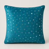 Handcrafted Turquoise Cushion Cover – 16"x16" | Mirror Dot Embroidery | Premium Poly Cotton | Elegant Decorative Accent