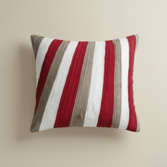 Fabric-Crafted Maroon Cushion Cover – 12"x12", Multi-Stripe Textured Design in Premium Poly Cotton