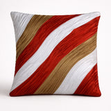 Fabric Crafted Cushion Cover – Orange Multicolor | 16"x16" | Poly Cotton Fabric | Elegant Wavy Textured Design