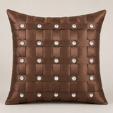 Hand-Crafted Cushion Cover – Brown Silver | 16"x16" | Poly-Foam-Cotton | Elegant Festive Accent