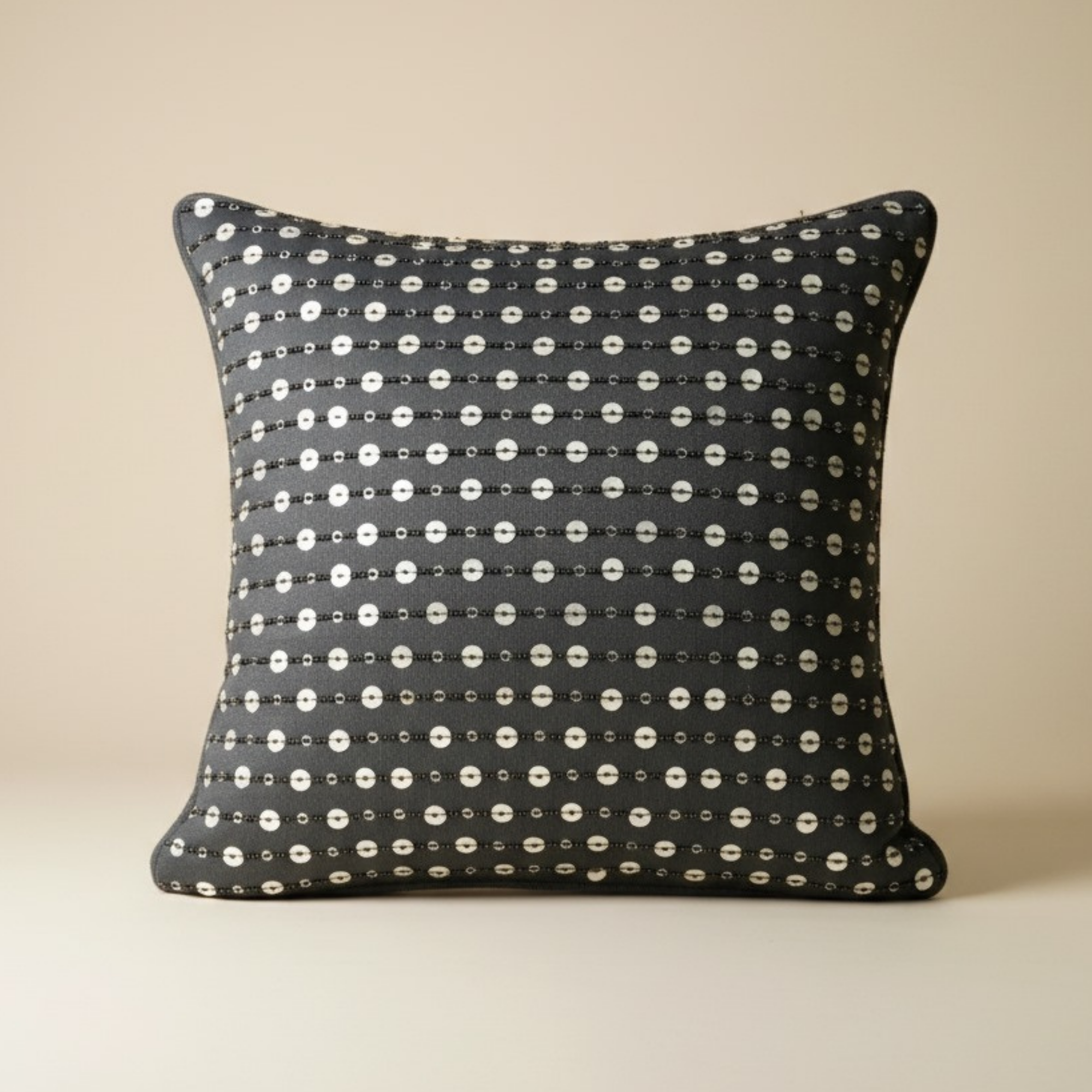 Handcrafted Black Cushion Cover – 16"x16", Premium Poly Cotton