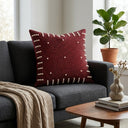 Hand Crafted Cushion Cover – Burgundy | 16"x16" | Poly Cotton | Pearl Embellished Design