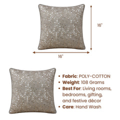 Fabriccrafted Cushion Cover – Cream | 16"x16" | Elegant Leaf Embroidered Decorative Cushion Cover