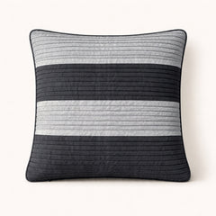 Fabric Crafted Cushion Cover – Black | 12"x12" | Poly Cotton Fabric | Modern Striped Texture Design