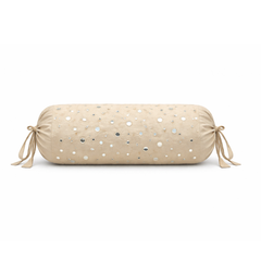 Cylindrical Hand-Crafted Beige Bolster Cover – 9"x20" | Cotton Polyester Fabric | Lightweight & Elegant