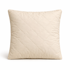 Hand Crafted Cushion Cover – Cream | 16"x16" | Poly Cotton | Diamond Button Tufted Design