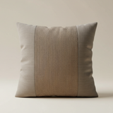Handcrafted Khaki Cushion Cover – 16"x16" | Poly-Cotton Matty | Textured Stripe Panel | Premium Festive Décor