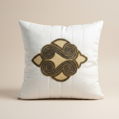 Handcrafted Cream Cushion Cover – 16"x16", Premium Poly Cotton