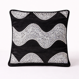 Hand-Crafted Cushion Cover – Black Silver | 12"x12" | Poly Chenille-Cotton | Luxury Festive Accent