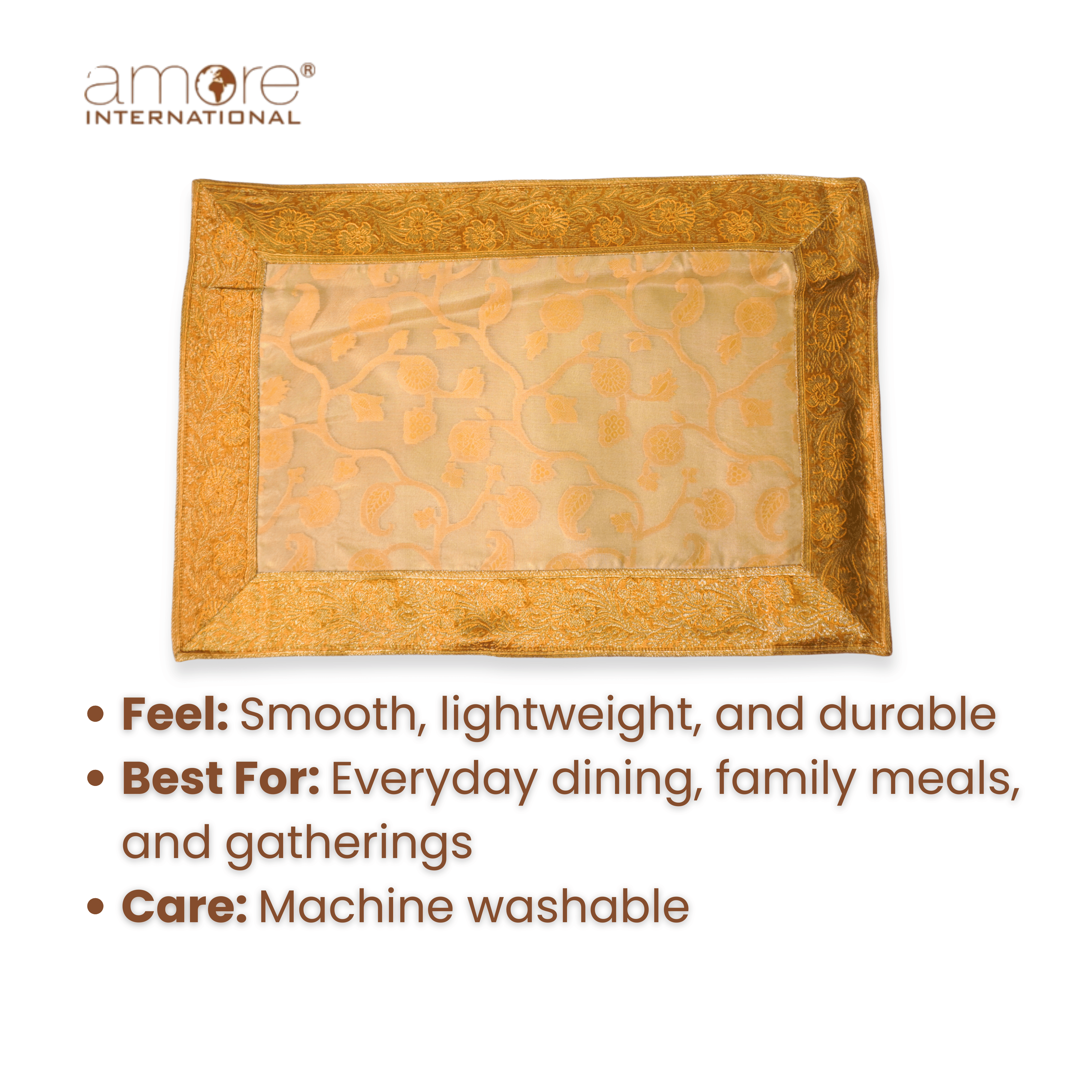 Fabric Crafted Placemat – Golden, 13"x19"