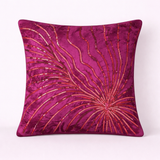 Handcrafted Maroon Cushion Cover – 16"x16" | Radiant Swirl Embroidered Design | Premium Poly-Cotton Matty