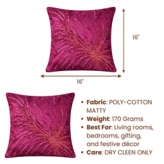 Handcrafted Maroon Cushion Cover – 16"x16" | Radiant Swirl Embroidered Design | Premium Poly-Cotton Matty
