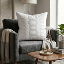 Cream Embroidered Cushion Cover | 16"x16" | Poly Cotton | Circular Pattern Designer Cushion Cover