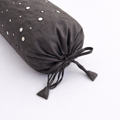 Cylindrical Hand-Crafted Black Bolster Cover – 9"x20" | Cotton Polyester Fabric | Lightweight & Elegant
