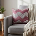 Hand-Crafted Cushion Cover – Pink Silver | 12"x12" | Poly Chenille-Cotton | Elegant Festive Accent