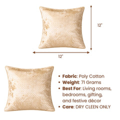 Fabric Crafted Cushion Cover – Camel | 12"x12" | Poly Cotton | Elegant Textured Design