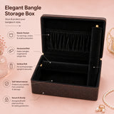Luxury Brown Leather Bangle Storage Box – Jewellery Organizer with Removable Velvet Rolls (33.02 × 20.83 × 10.16 cm)