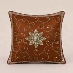 Handcrafted Cushion Cover – Burgundy | 16"x16" | Elegant Poly Cotton Cushion Cover