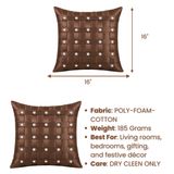 Hand-Crafted Cushion Cover – Brown Silver | 16"x16" | Poly-Foam-Cotton | Elegant Festive Accent