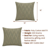 Handcrafted Cushion Cover – Camel | 16"x16" | Zigzag Embroidered Decorative Cushion Cover