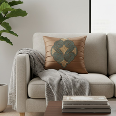 Handcrafted Brown Cushion Cover – 16"x16", Premium Poly Cotton