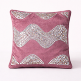 Hand-Crafted Cushion Cover – Pink Silver | 12"x12" | Poly Chenille-Cotton | Elegant Festive Accent