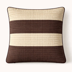 Fabric Crafted Cushion Cover – Brown | 16"x16" | Poly Cotton Fabric | Modern Striped Texture Design