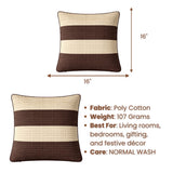 Fabric Crafted Cushion Cover – Brown | 16"x16" | Poly Cotton Fabric | Modern Striped Texture Design
