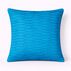 Fabric-Crafted Turquoise Cushion Cover – 16"x16" | Wave Textured Design | Premium Poly-Cotton