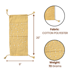 Cylindrical Hand-Crafted Gold Bolster Cover – 9"x20" | Cotton Polyester Fabric | Lightweight & Elegan