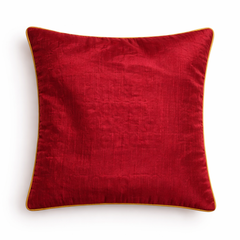 Hand Crafted Cushion Cover – Red | 16"x16" | Poly Cotton | Geometric Embellished Design