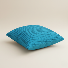 Fabric-Crafted Turquoise Cushion Cover – 16"x16" | Wave Textured Design | Premium Poly-Cotton